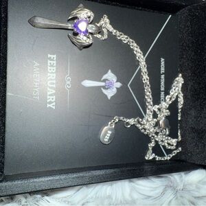 Sterling Silver and Amethyst  Angel Wings Necklace